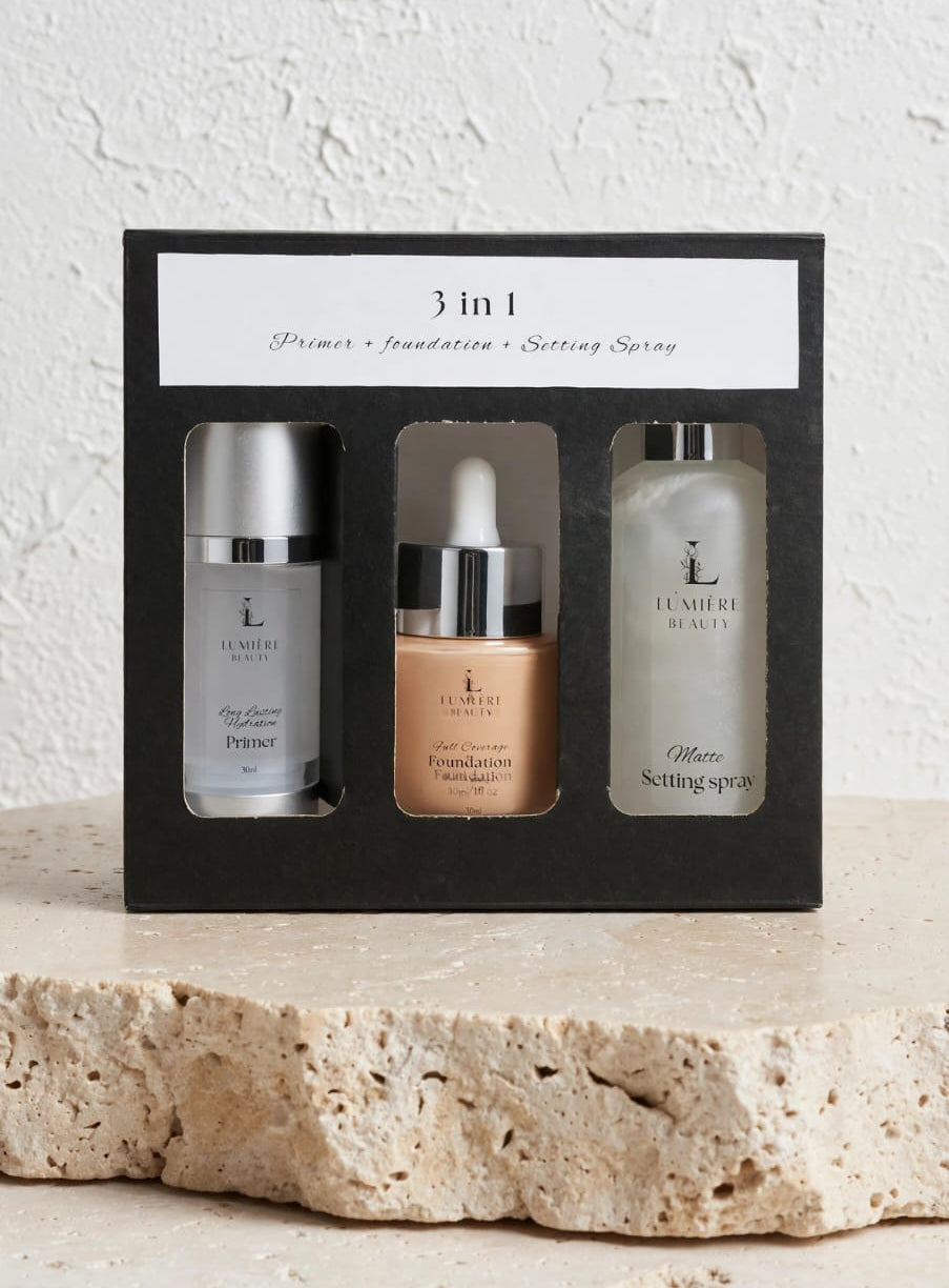 Lumière 3-in-1 Flawless Face Set — Primer + Foundation + Setting Spray