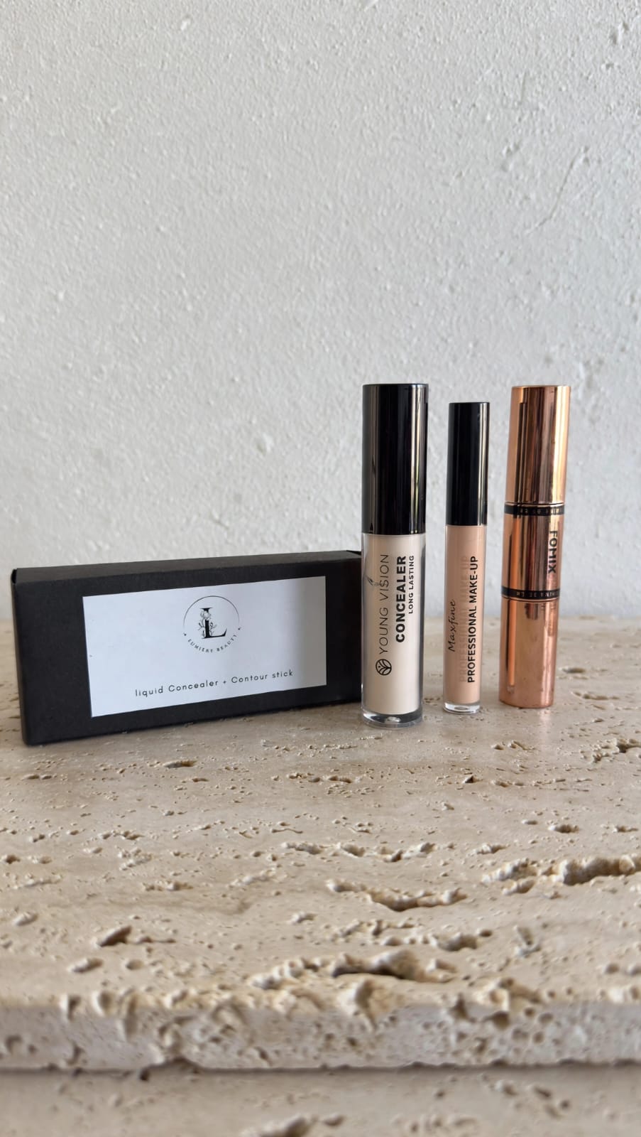 Lumière Curated: Liquid Concealer + Contour Stick Trio Set